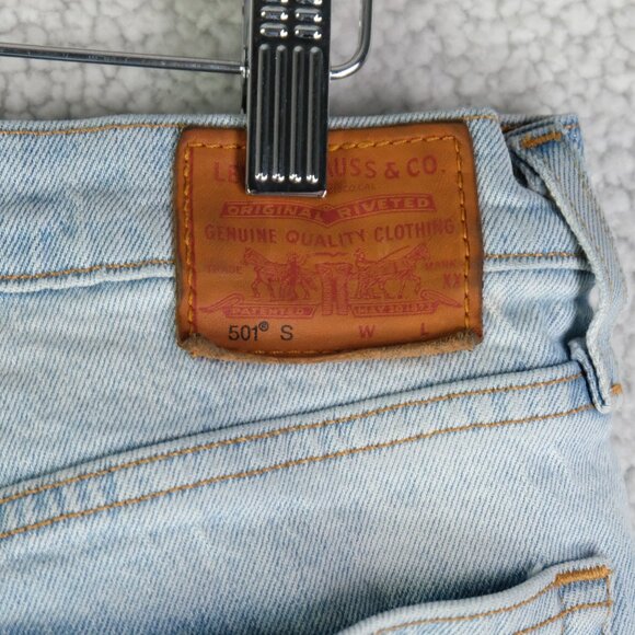 Levis 501S Jeans Womens 29 28L Blue Light Wash Straight Leg Button Fly - Picture 5 of 13